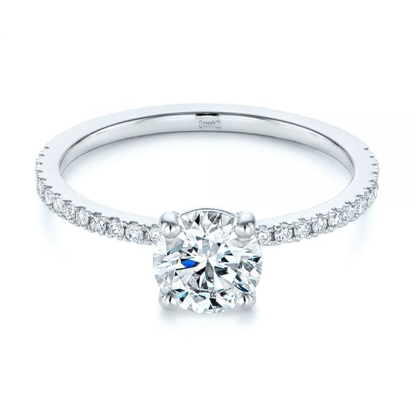 Platinum Classic Diamond Engagement Ring - Flat View - 105747