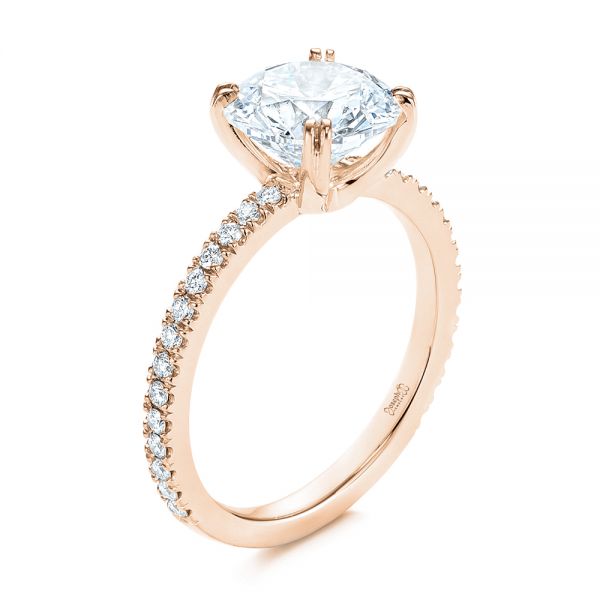 14k Rose Gold 14k Rose Gold Classic Double Claw Prong Diamond Engagement Ring - Three-Quarter View -  105847