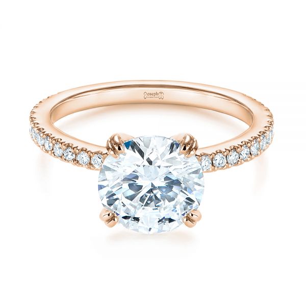 14k Rose Gold 14k Rose Gold Classic Double Claw Prong Diamond Engagement Ring - Flat View -  105847
