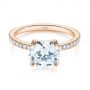 18k Rose Gold 18k Rose Gold Classic Double Claw Prong Diamond Engagement Ring - Flat View -  105847 - Thumbnail