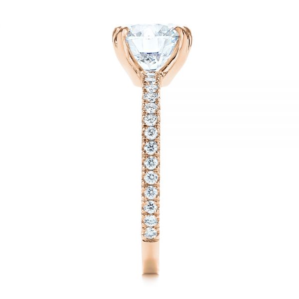 18k Rose Gold 18k Rose Gold Classic Double Claw Prong Diamond Engagement Ring - Side View -  105847