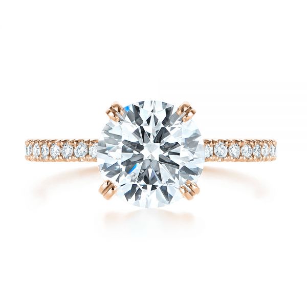 14k Rose Gold 14k Rose Gold Classic Double Claw Prong Diamond Engagement Ring - Top View - 105847