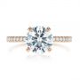18k Rose Gold 18k Rose Gold Classic Double Claw Prong Diamond Engagement Ring - Top View -  105847 - Thumbnail