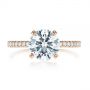 18k Rose Gold 18k Rose Gold Classic Double Claw Prong Diamond Engagement Ring - Top View -  105847 - Thumbnail