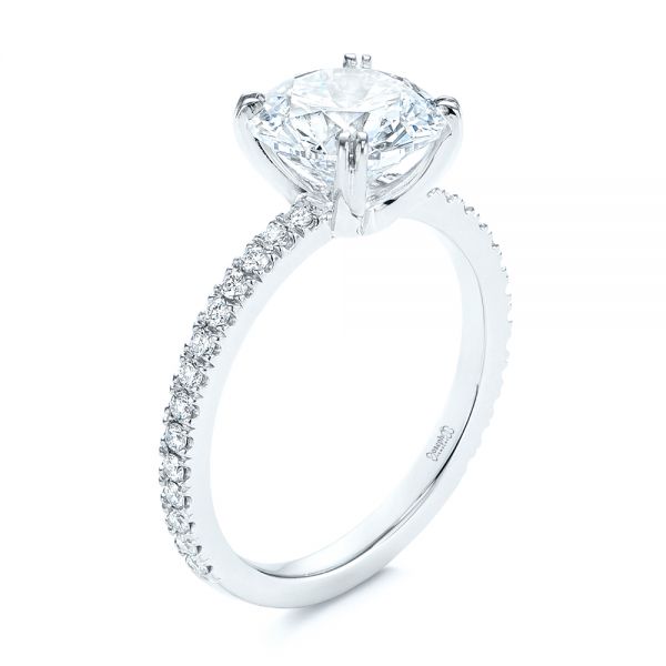 14k White Gold 14k White Gold Classic Double Claw Prong Diamond Engagement Ring - Three-Quarter View -  105847