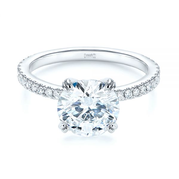  Platinum Classic Double Claw Prong Diamond Engagement Ring - Flat View -  105847
