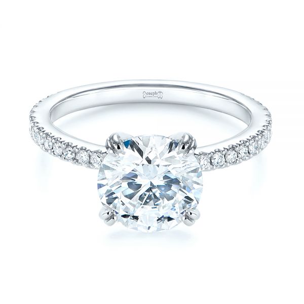 14k White Gold 14k White Gold Classic Double Claw Prong Diamond Engagement Ring - Flat View -  105847