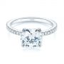 Platinum Classic Double Claw Prong Diamond Engagement Ring - Flat View -  105847 - Thumbnail