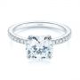 14k White Gold 14k White Gold Classic Double Claw Prong Diamond Engagement Ring - Flat View -  105847 - Thumbnail