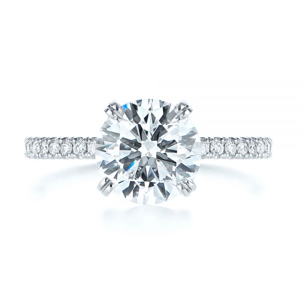  Platinum Classic Double Claw Prong Diamond Engagement Ring - Top View -  105847