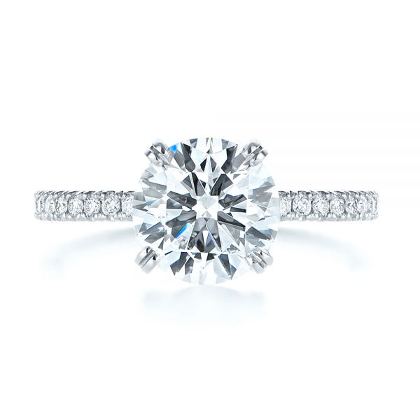 14k White Gold 14k White Gold Classic Double Claw Prong Diamond Engagement Ring - Top View -  105847