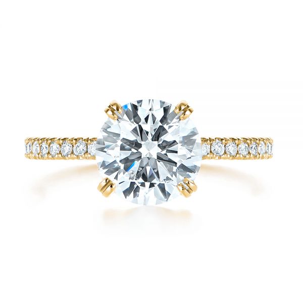 14k Yellow Gold 14k Yellow Gold Classic Double Claw Prong Diamond Engagement Ring - Top View - 105847