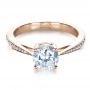 14k Rose Gold 14k Rose Gold Classic Engagement Ring With Bright Cut Set Diamonds - Flat View -  1396 - Thumbnail