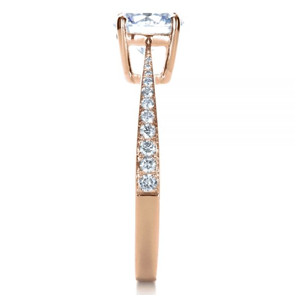 14k Rose Gold 14k Rose Gold Classic Engagement Ring With Bright Cut Set Diamonds - Side View -  1396