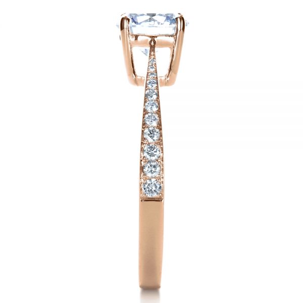 14k Rose Gold 14k Rose Gold Classic Engagement Ring With Bright Cut Set Diamonds - Side View - 1396