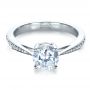 18k White Gold Classic Engagement Ring With Bright Cut Set Diamonds - Flat View -  1396 - Thumbnail