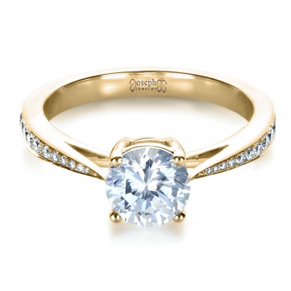 14k Yellow Gold 14k Yellow Gold Classic Engagement Ring With Bright Cut Set Diamonds - Flat View -  1396