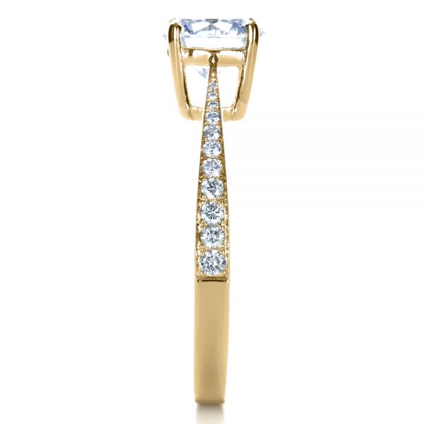 14k Yellow Gold 14k Yellow Gold Classic Engagement Ring With Bright Cut Set Diamonds - Side View - 1396