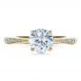 18k Yellow Gold 18k Yellow Gold Classic Engagement Ring With Bright Cut Set Diamonds - Top View -  1396 - Thumbnail