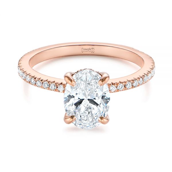 18k Rose Gold 18k Rose Gold Classic Oval Diamond Engagement Ring - Flat View -  105741