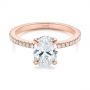 14k Rose Gold Classic Oval Diamond Engagement Ring - Flat View -  105741 - Thumbnail