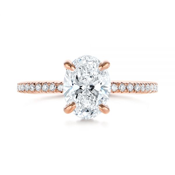 18k Rose Gold 18k Rose Gold Classic Oval Diamond Engagement Ring - Top View -  105741