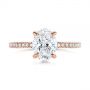 14k Rose Gold Classic Oval Diamond Engagement Ring - Top View -  105741 - Thumbnail