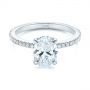 18k White Gold 18k White Gold Classic Oval Diamond Engagement Ring - Flat View -  105741 - Thumbnail