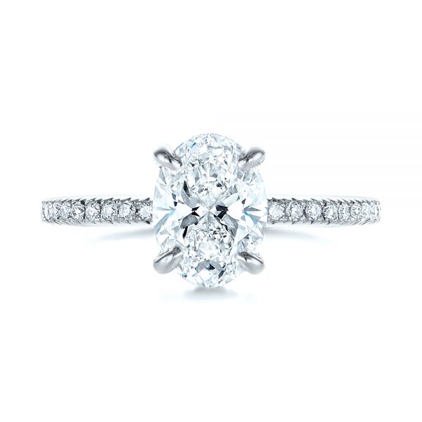 18k White Gold 18k White Gold Classic Oval Diamond Engagement Ring - Top View -  105741