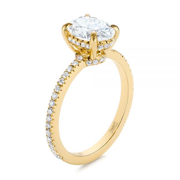 14k Yellow Gold 14k Yellow Gold Classic Oval Diamond Engagement Ring - Three-Quarter View -  105741
