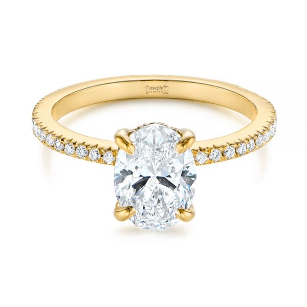 14k Yellow Gold 14k Yellow Gold Classic Oval Diamond Engagement Ring - Flat View -  105741