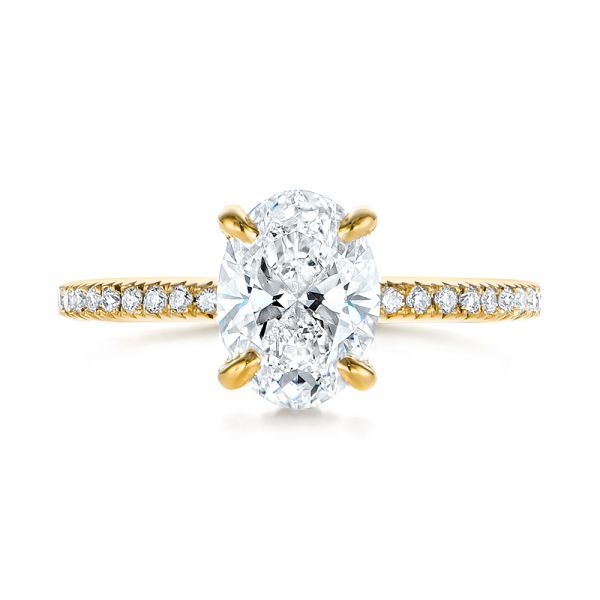 18k Yellow Gold 18k Yellow Gold Classic Oval Diamond Engagement Ring - Top View -  105741