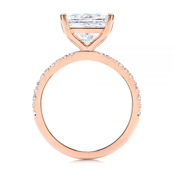 14k Rose Gold Classic Princess Cut Diamond Engagement Ring - Front View -  106268