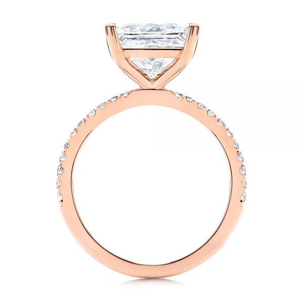 14k Rose Gold Classic Princess Cut Diamond Engagement Ring - Front View -  106268 - Thumbnail