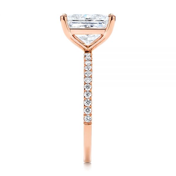 18k Rose Gold 18k Rose Gold Classic Princess Cut Diamond Engagement Ring - Side View -  106268