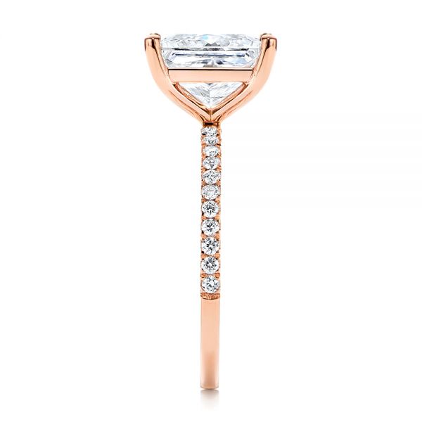 18k Rose Gold 18k Rose Gold Classic Princess Cut Diamond Engagement Ring - Side View -  106268 - Thumbnail