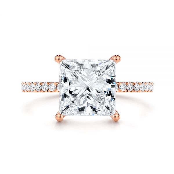 14k Rose Gold Classic Princess Cut Diamond Engagement Ring - Top View -  106268