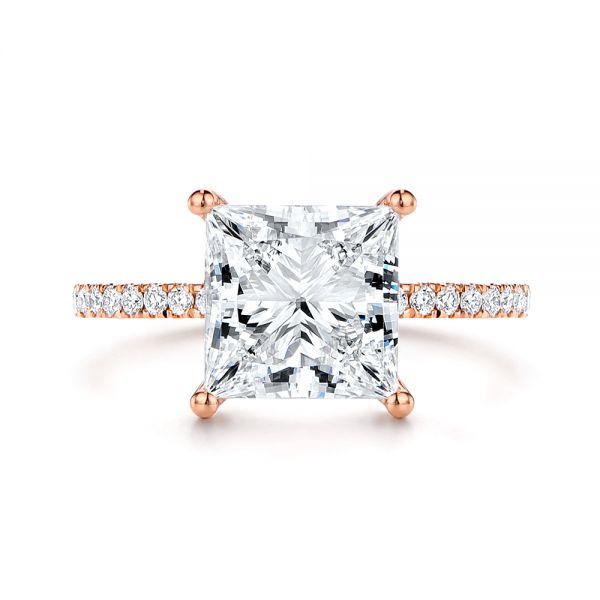 18k Rose Gold 18k Rose Gold Classic Princess Cut Diamond Engagement Ring - Top View -  106268 - Thumbnail