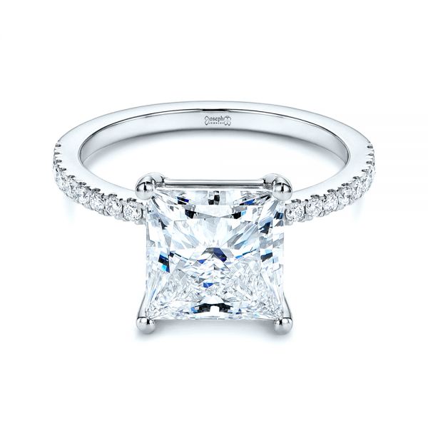 18k White Gold 18k White Gold Classic Princess Cut Diamond Engagement Ring - Flat View -  106268 - Thumbnail