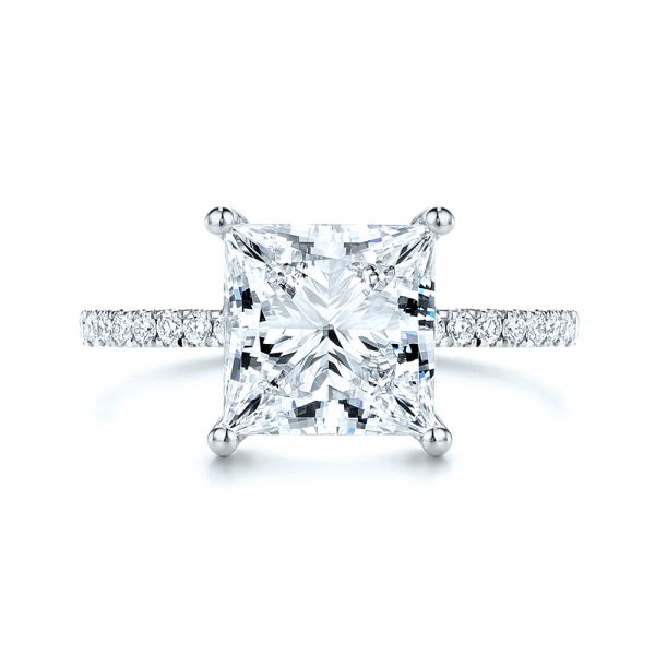 18k White Gold 18k White Gold Classic Princess Cut Diamond Engagement Ring - Top View -  106268
