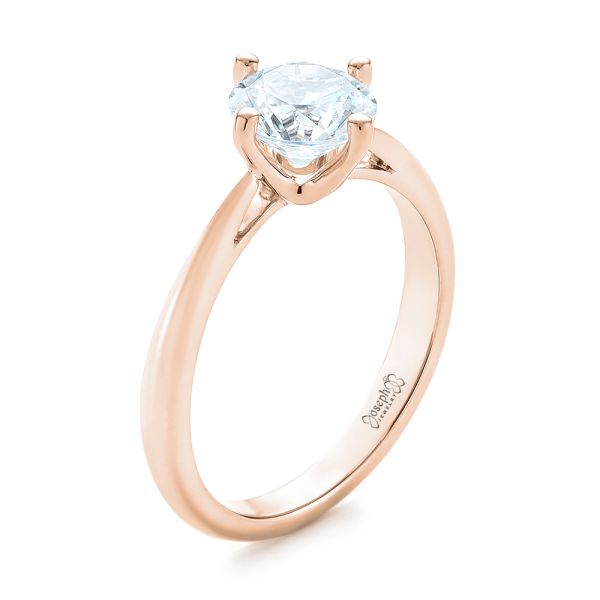 14k Rose Gold 14k Rose Gold Classic Solitaire Engagement Ring - Three-Quarter View -  1398