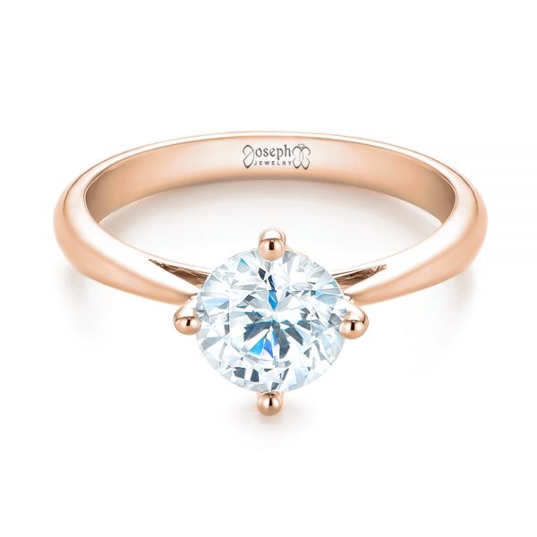 18k Rose Gold 18k Rose Gold Classic Solitaire Engagement Ring - Flat View -  1398