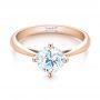 18k Rose Gold 18k Rose Gold Classic Solitaire Engagement Ring - Flat View -  1398 - Thumbnail