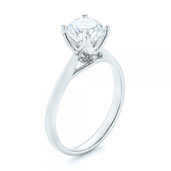 18k White Gold Classic Solitaire Engagement Ring - Three-Quarter View -  103103