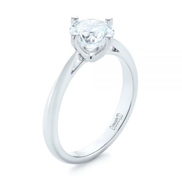 14k White Gold 14k White Gold Classic Solitaire Engagement Ring - Three-Quarter View -  1398