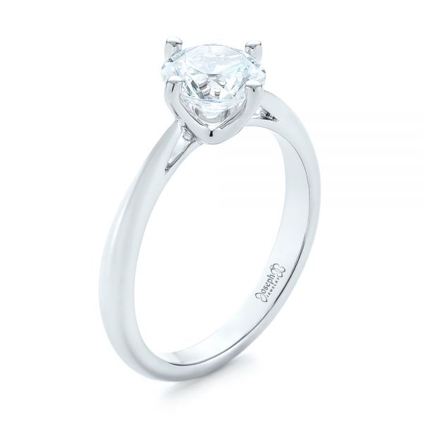 18k White Gold Classic Solitaire Engagement Ring - Three-Quarter View - 1398