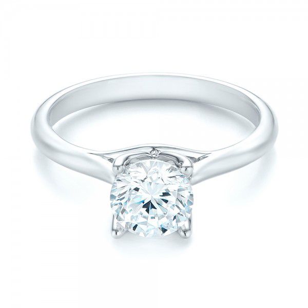 18k White Gold Classic Solitaire Engagement Ring - Flat View -  103103