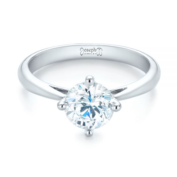 14k White Gold 14k White Gold Classic Solitaire Engagement Ring - Flat View -  1398