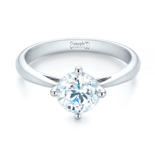 18k White Gold Classic Solitaire Engagement Ring - Flat View - 1398