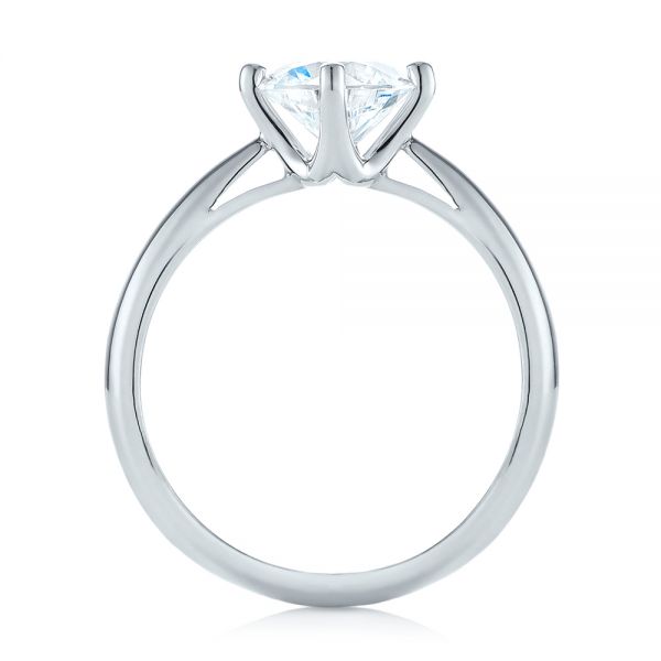 18k White Gold Classic Solitaire Engagement Ring - Front View - 1398